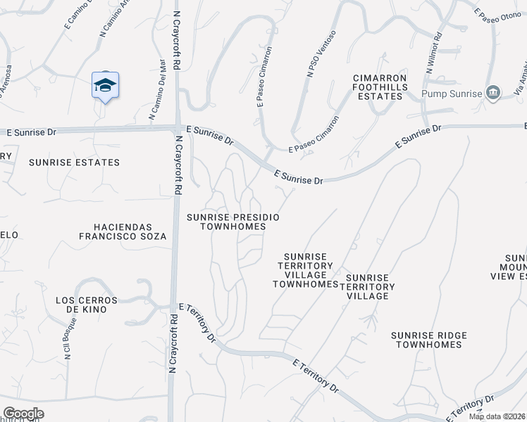 map of restaurants, bars, coffee shops, grocery stores, and more near 5330 North Camino De La Culebra in Tucson