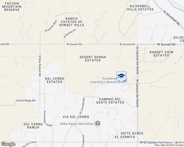 map of restaurants, bars, coffee shops, grocery stores, and more near 4970 West Jacob Road in Tucson