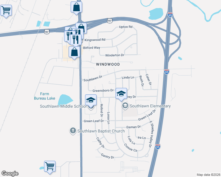 map of restaurants, bars, coffee shops, grocery stores, and more near 5206 Greensboro Drive in Montgomery
