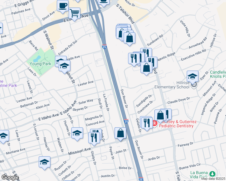 map of restaurants, bars, coffee shops, grocery stores, and more near 1234 South Triviz Drive in Las Cruces