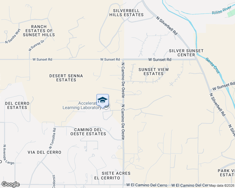 map of restaurants, bars, coffee shops, grocery stores, and more near 5315 North Camino De Oeste in Tucson