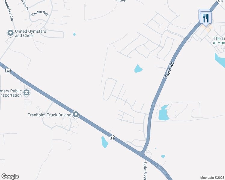 map of restaurants, bars, coffee shops, grocery stores, and more near 5518 New Harvest Drive in Montgomery
