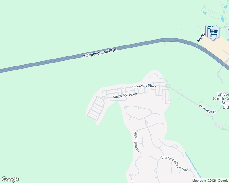 map of restaurants, bars, coffee shops, grocery stores, and more near 227 University Parkway in Okatie