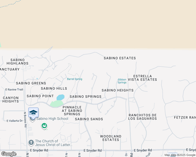 map of restaurants, bars, coffee shops, grocery stores, and more near 5398 North Canyon Rise Place in Tucson