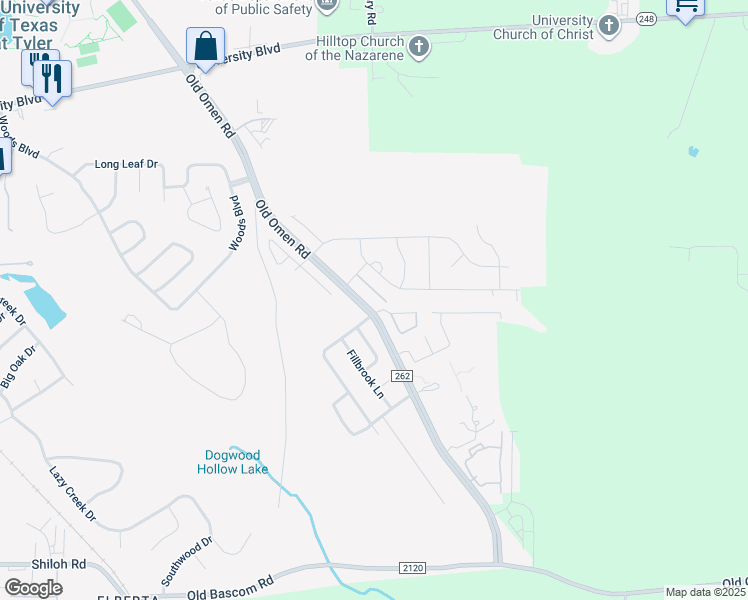 map of restaurants, bars, coffee shops, grocery stores, and more near 3992 Old Omen Road in Tyler