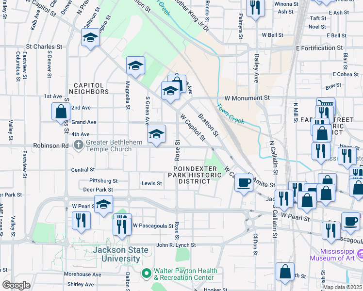 map of restaurants, bars, coffee shops, grocery stores, and more near in Jackson