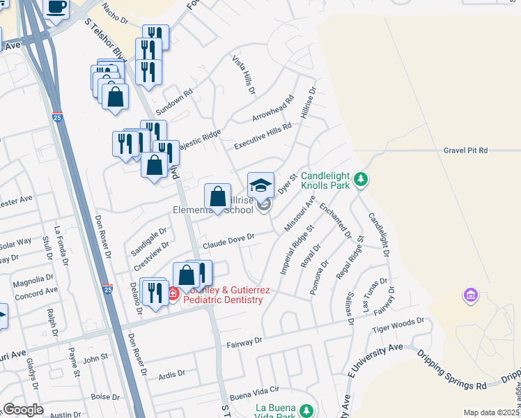 map of restaurants, bars, coffee shops, grocery stores, and more near 1400 Curnutt Street in Las Cruces