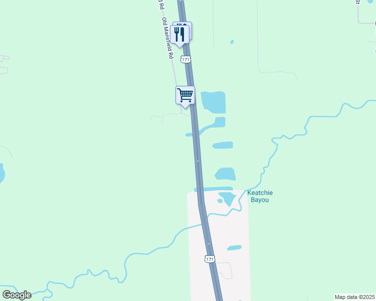 map of restaurants, bars, coffee shops, grocery stores, and more near 12900 Mansfield Road in Keithville
