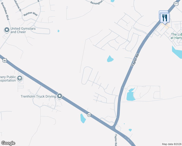 map of restaurants, bars, coffee shops, grocery stores, and more near 5830 Sanrock Terrace Drive in Montgomery