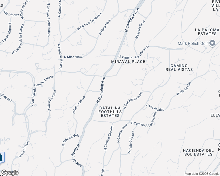 map of restaurants, bars, coffee shops, grocery stores, and more near 5420 North Campbell Avenue in Tucson