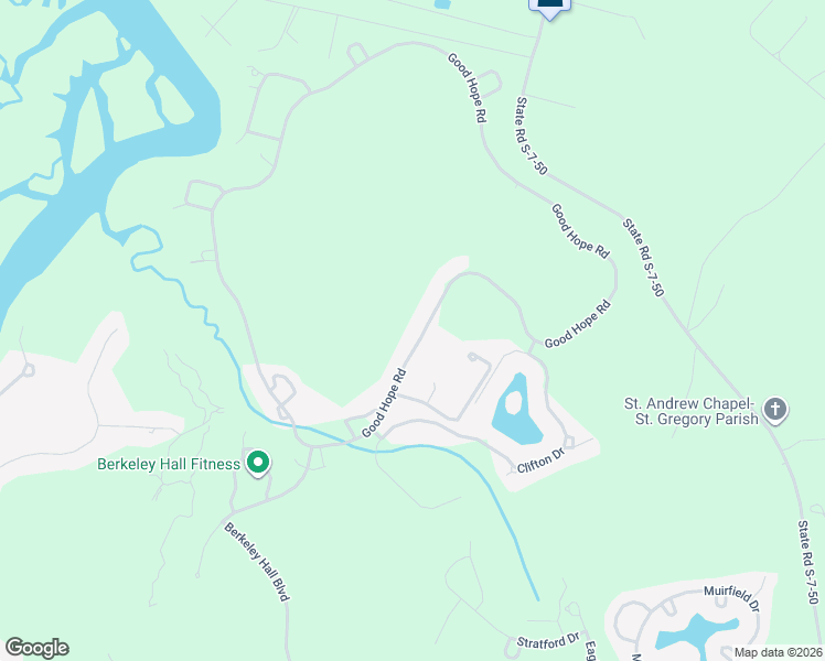 map of restaurants, bars, coffee shops, grocery stores, and more near 326 Good Hope Road in Bluffton