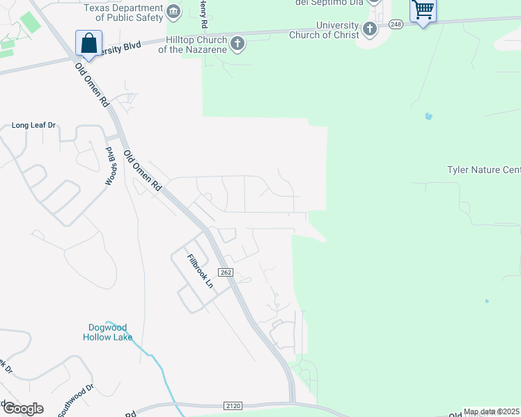 map of restaurants, bars, coffee shops, grocery stores, and more near 4194 Chapel Ridge in Tyler