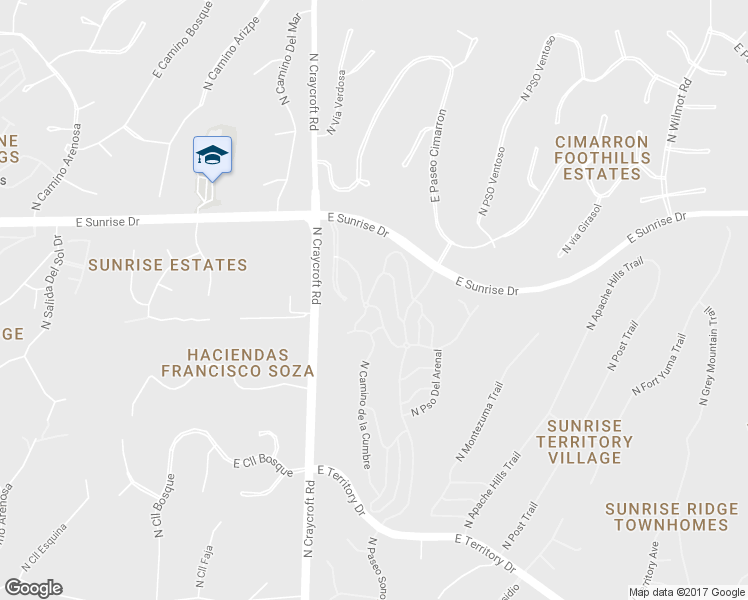 map of restaurants, bars, coffee shops, grocery stores, and more near 5604 East Pso De La Tirada in Tucson