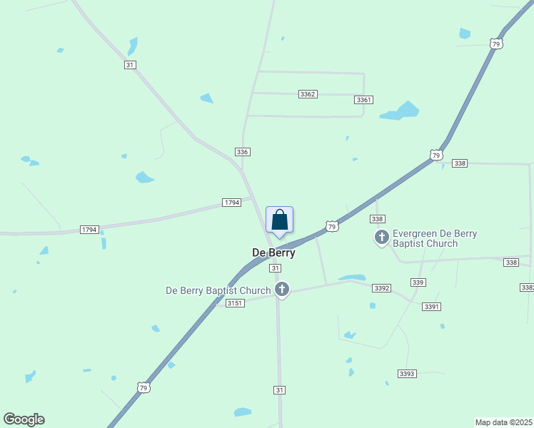 map of restaurants, bars, coffee shops, grocery stores, and more near 2348 Farm to Market Road 31 in De Berry