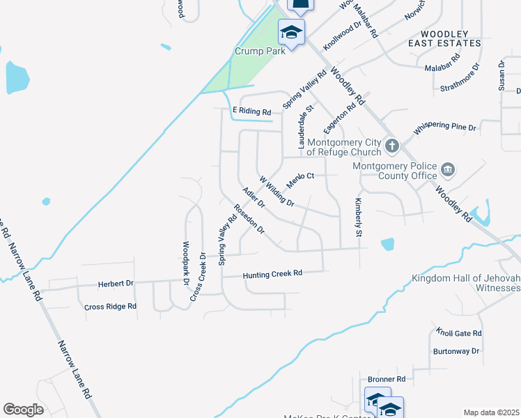 map of restaurants, bars, coffee shops, grocery stores, and more near 408 Adler Drive in Montgomery