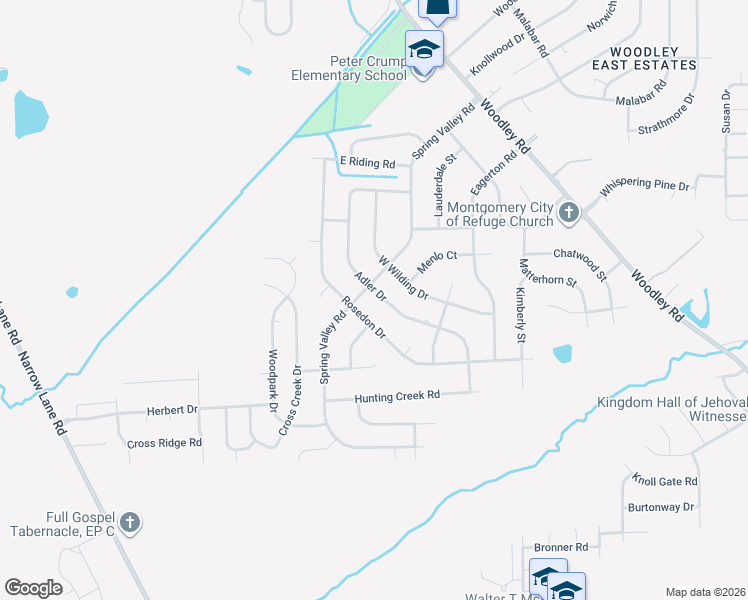map of restaurants, bars, coffee shops, grocery stores, and more near 408 Adler Drive in Montgomery