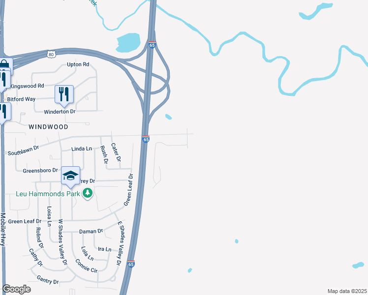 map of restaurants, bars, coffee shops, grocery stores, and more near 5101 Levenson Rd in Montgomery