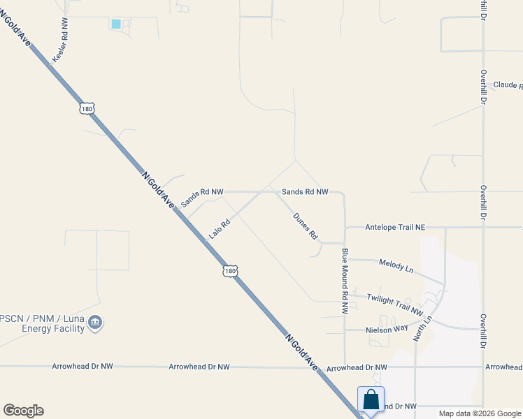 map of restaurants, bars, coffee shops, grocery stores, and more near Sands Road Northwest in Deming