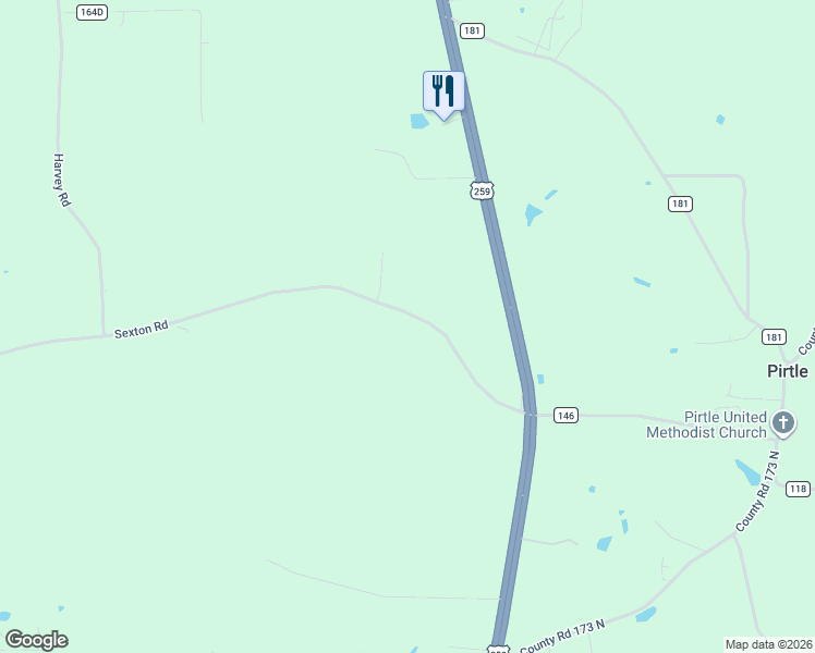 map of restaurants, bars, coffee shops, grocery stores, and more near 459 County Road 146 in Overton