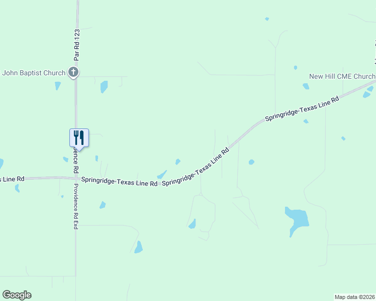 map of restaurants, bars, coffee shops, grocery stores, and more near 9226 Springridge-Texas Line Road in Keithville
