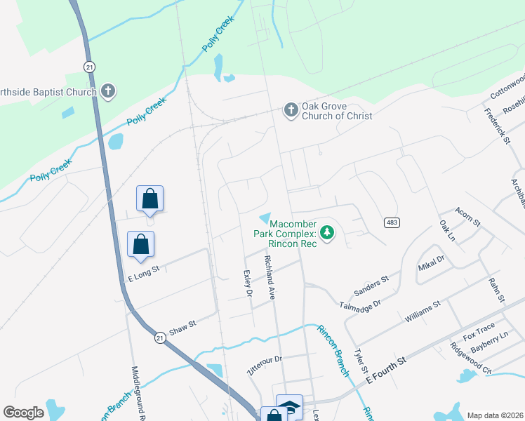 map of restaurants, bars, coffee shops, grocery stores, and more near 110 Willowdell Court in Rincon