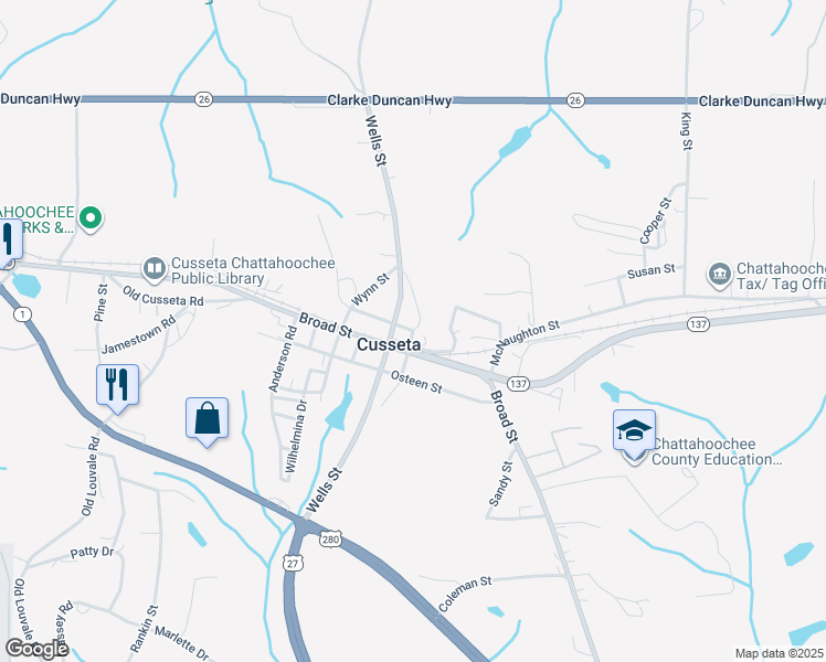 map of restaurants, bars, coffee shops, grocery stores, and more near in Cusseta