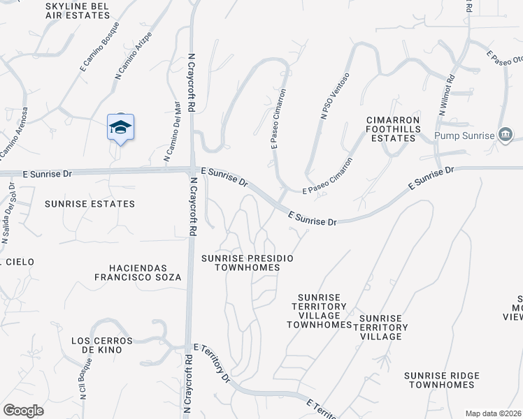 map of restaurants, bars, coffee shops, grocery stores, and more near 5485 North Camino De La Culebra in Tucson