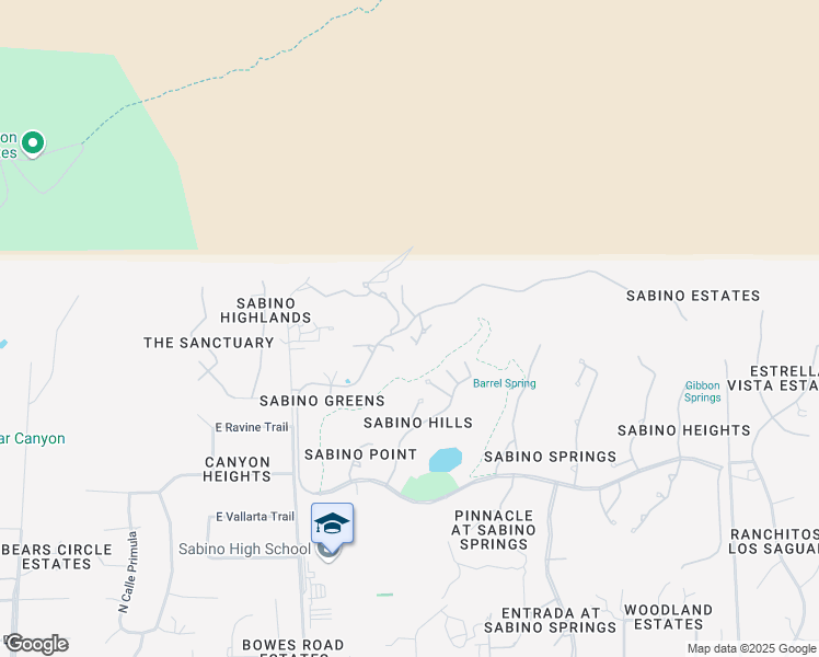 map of restaurants, bars, coffee shops, grocery stores, and more near 9700 East Sabino Estates Drive in Tucson
