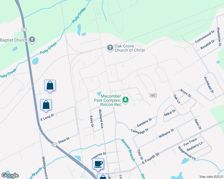 map of restaurants, bars, coffee shops, grocery stores, and more near 1113 Lexington Avenue in Rincon