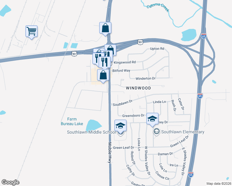 map of restaurants, bars, coffee shops, grocery stores, and more near 5002 Greensboro Court in Montgomery