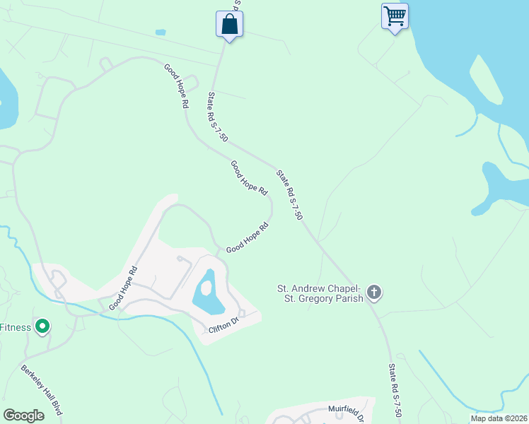 map of restaurants, bars, coffee shops, grocery stores, and more near 266 Good Hope Road in Bluffton