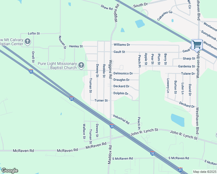 map of restaurants, bars, coffee shops, grocery stores, and more near 1601 Wiggins Rd in Jackson
