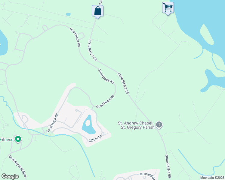 map of restaurants, bars, coffee shops, grocery stores, and more near 266 Good Hope Road in Bluffton