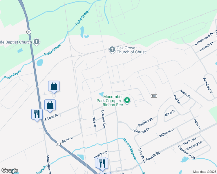 map of restaurants, bars, coffee shops, grocery stores, and more near 1113 Lexington Avenue in Rincon