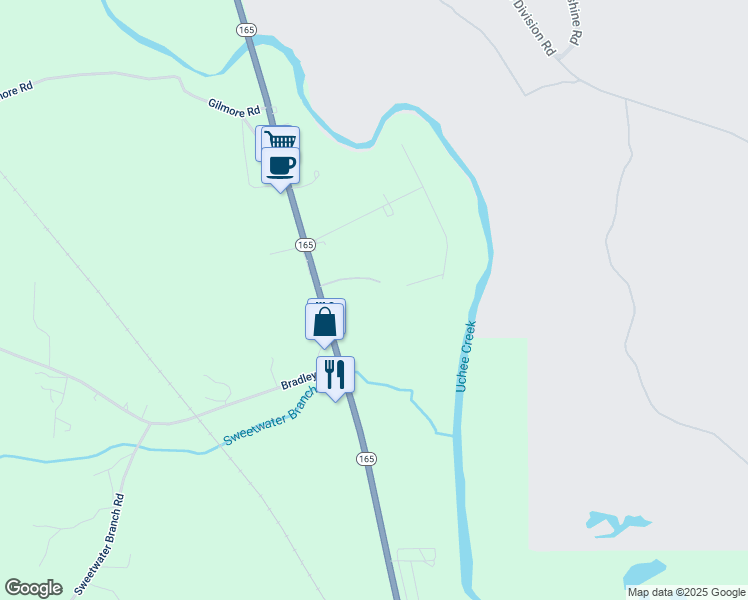 map of restaurants, bars, coffee shops, grocery stores, and more near 847 Alabama 165 in Fort Mitchell