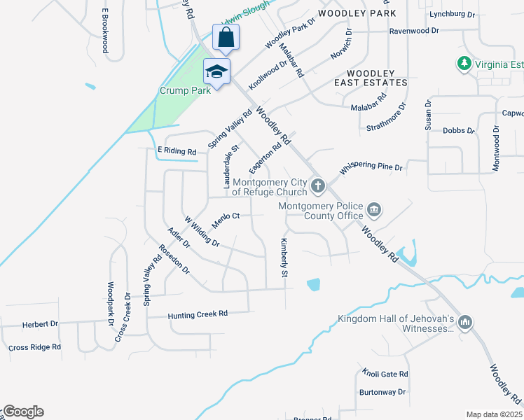 map of restaurants, bars, coffee shops, grocery stores, and more near 3707 Menlo Court in Montgomery