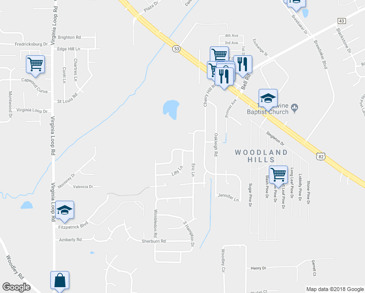 map of restaurants, bars, coffee shops, grocery stores, and more near 4573 Hurlston Drive in Montgomery