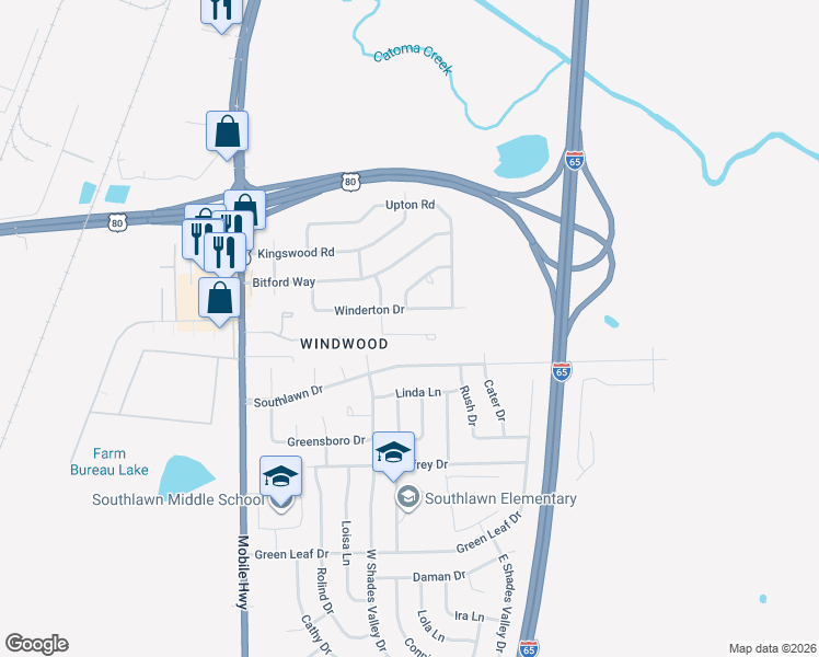 map of restaurants, bars, coffee shops, grocery stores, and more near 4921 Hatton Avenue in Montgomery