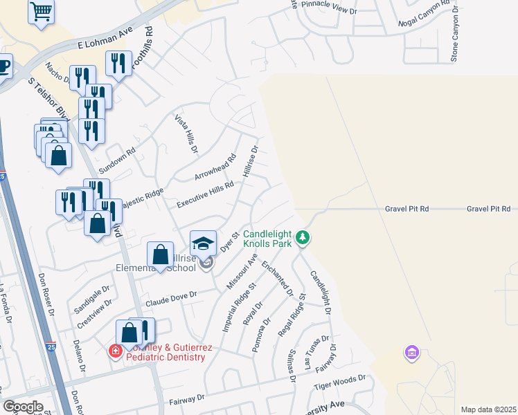 map of restaurants, bars, coffee shops, grocery stores, and more near 3240 Missouri Avenue in Las Cruces