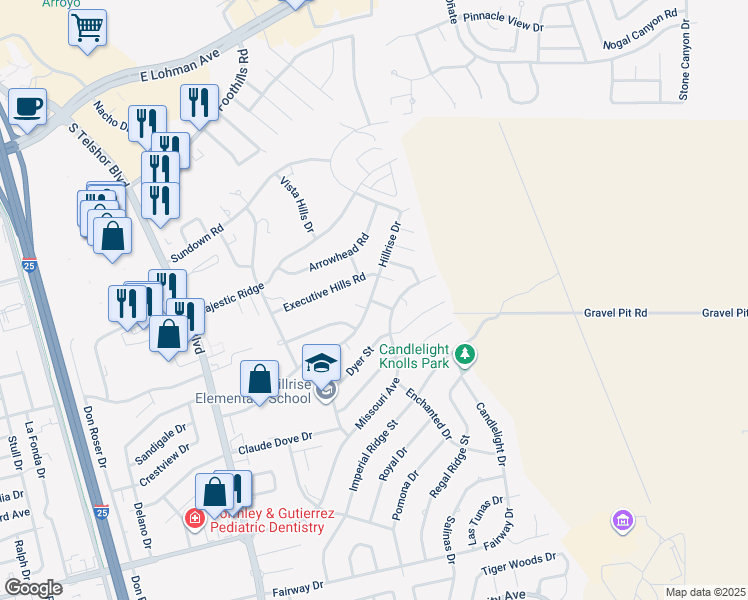 map of restaurants, bars, coffee shops, grocery stores, and more near 1013 Echo Lane in Las Cruces