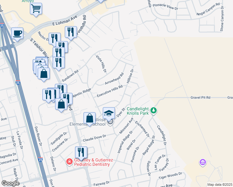 map of restaurants, bars, coffee shops, grocery stores, and more near 3165 Posada Court in Las Cruces