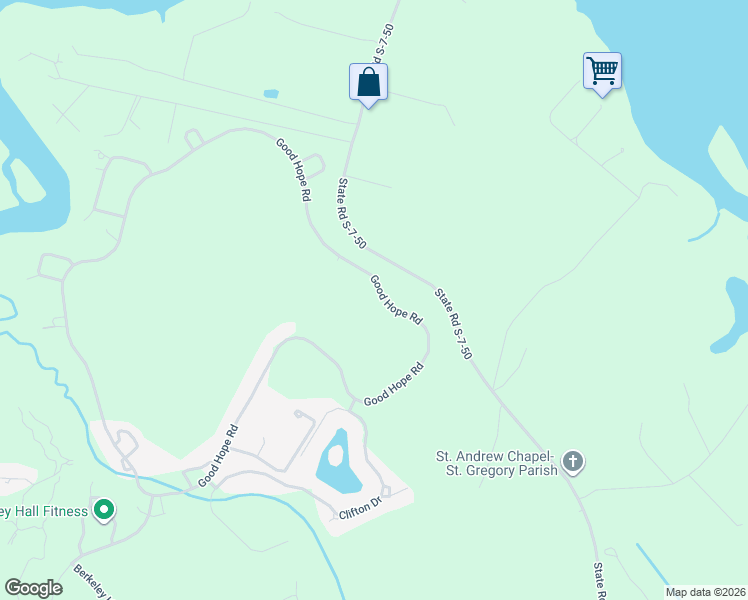 map of restaurants, bars, coffee shops, grocery stores, and more near 252 Good Hope Road in Bluffton