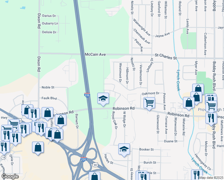 map of restaurants, bars, coffee shops, grocery stores, and more near 850 Lindbergh Drive in Jackson