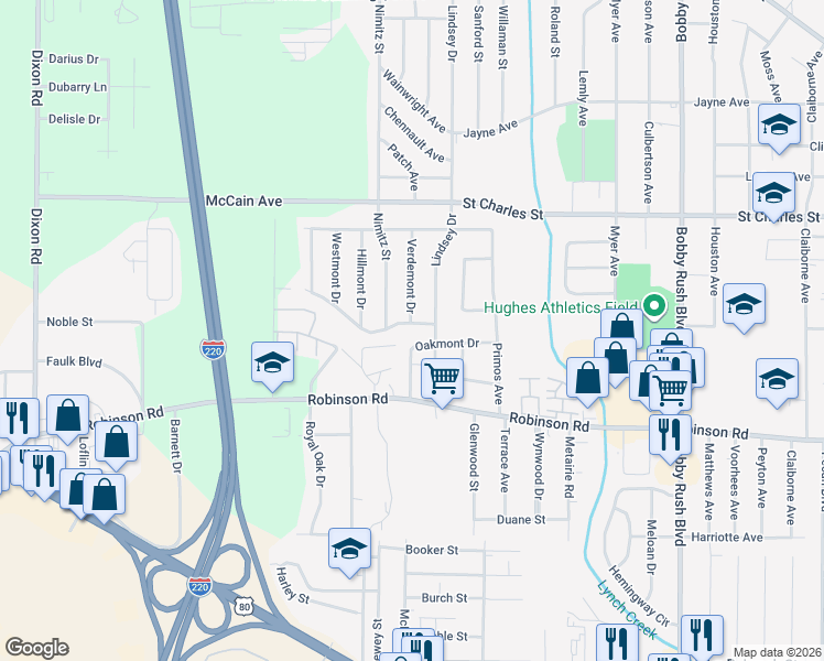 map of restaurants, bars, coffee shops, grocery stores, and more near 4233 Meadowmont Drive in Jackson