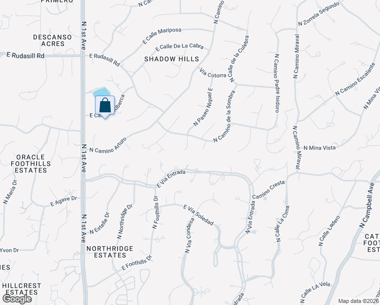 map of restaurants, bars, coffee shops, grocery stores, and more near 1315 Evia Entrada in Tucson