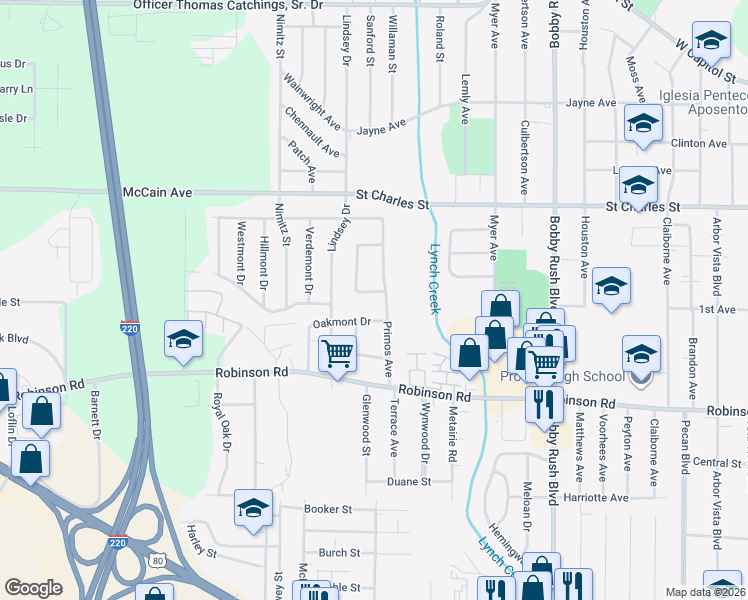 map of restaurants, bars, coffee shops, grocery stores, and more near 2930 Oakmont Drive in Jackson