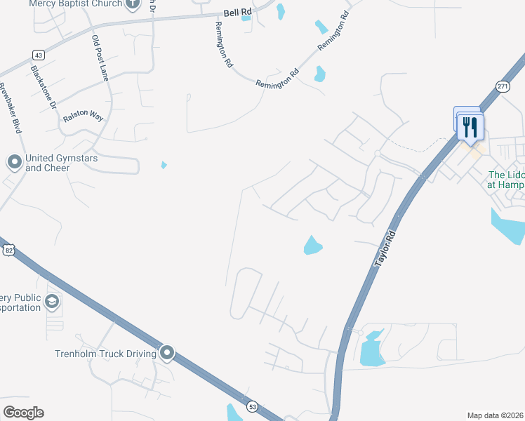 map of restaurants, bars, coffee shops, grocery stores, and more near 5740 Blevins Circle in Montgomery