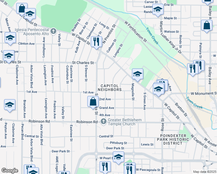 map of restaurants, bars, coffee shops, grocery stores, and more near 246 Princeton Street in Jackson