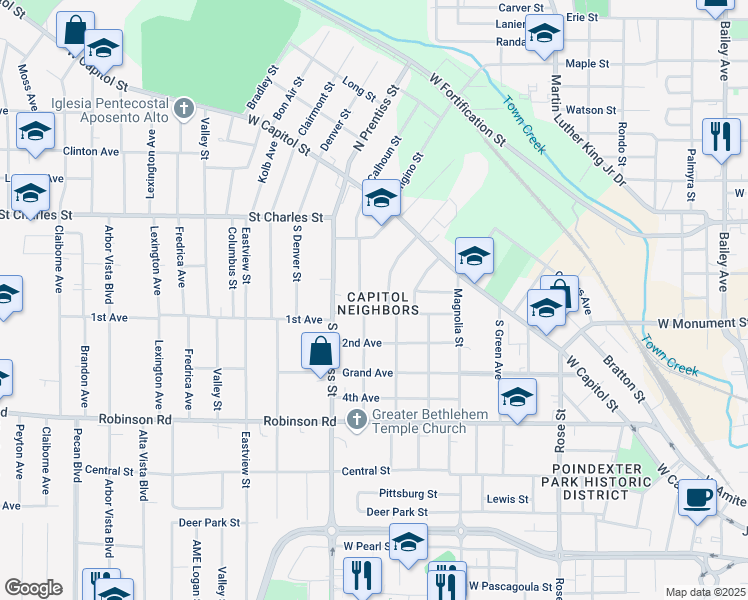 map of restaurants, bars, coffee shops, grocery stores, and more near 246 Princeton Street in Jackson
