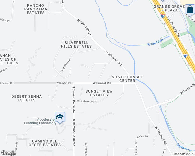 map of restaurants, bars, coffee shops, grocery stores, and more near 5641 North Sunset Heights Court in Tucson